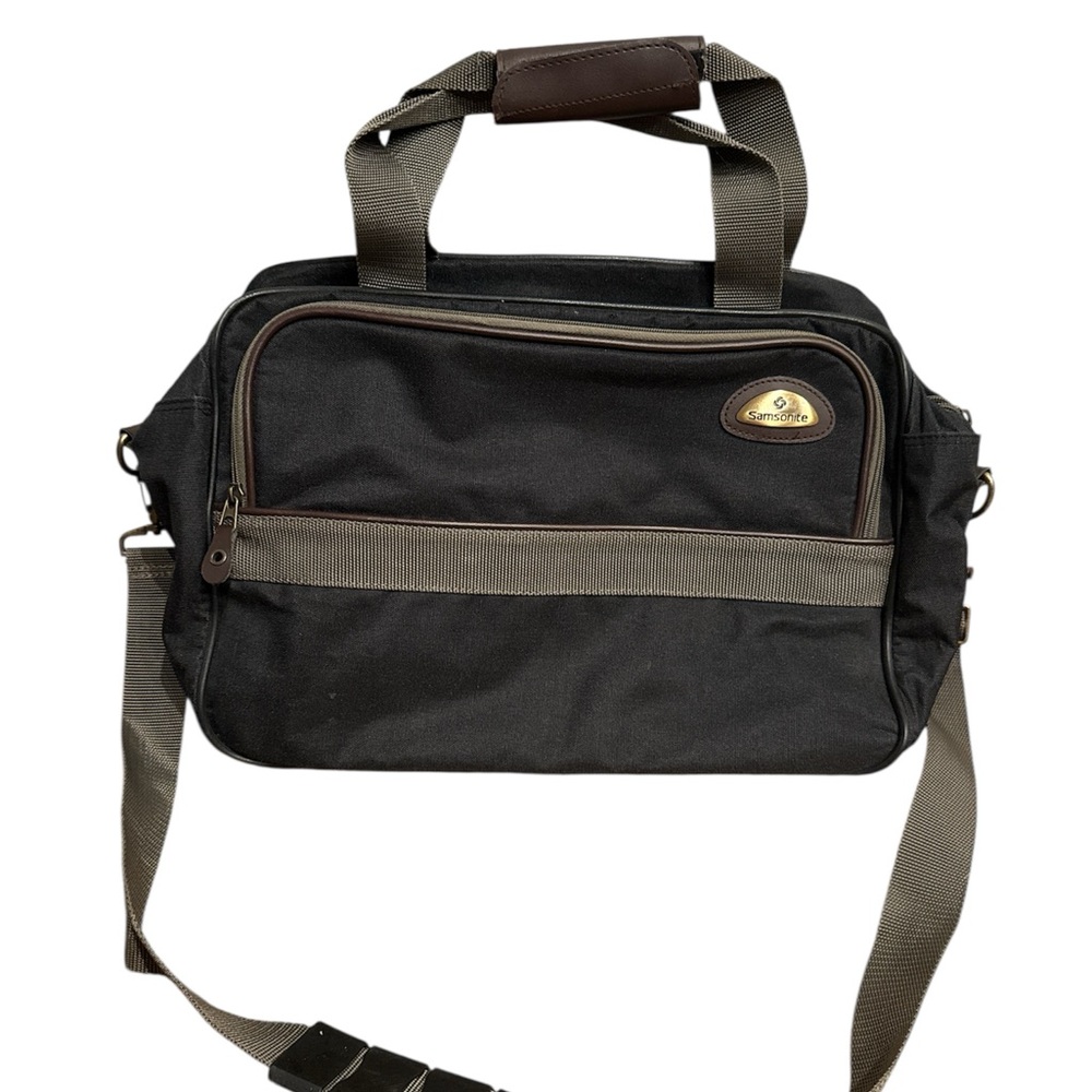 Samsonite Black and Brown Travel Bag with Luggage Attachment Strap / Duffle Bag
